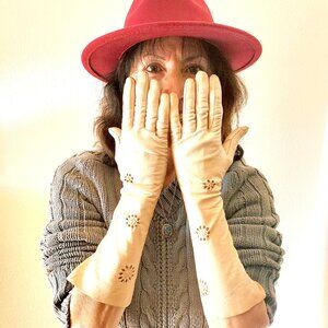 Vintage French Leather Opera Gloves, Size 7